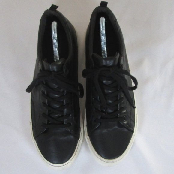 Banana Republic Mens Black Leather w\ White Sole Sneakers Size 11 Used-G… - Picture 2 of 8